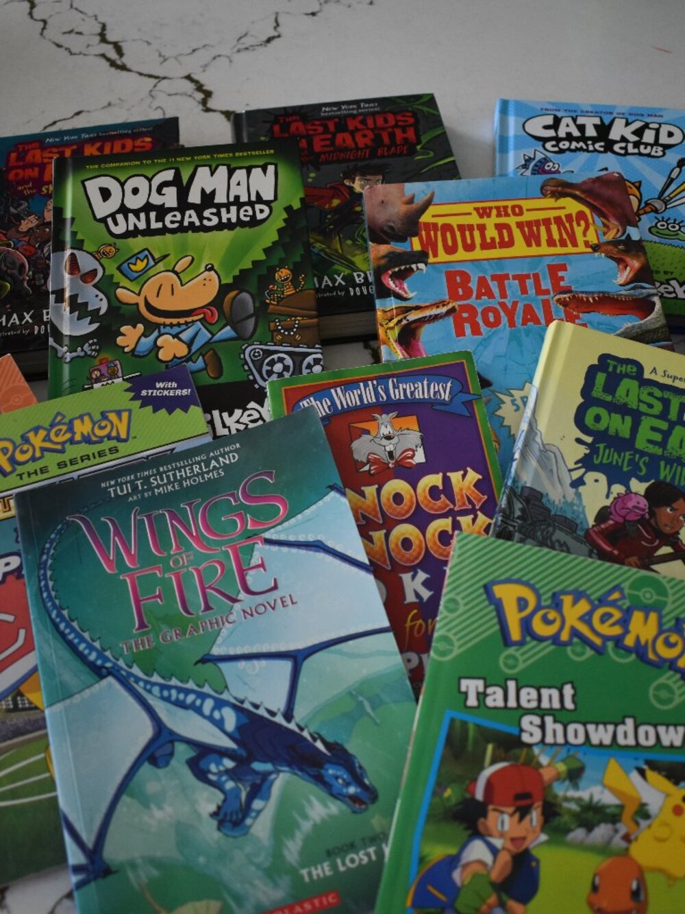 14 Children's Book Lot Dog Man Wings of Fire Pokémon Last Kids on Earth Cat Kid